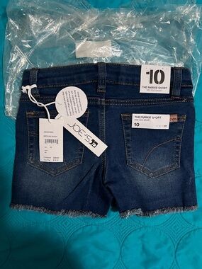 Joe's Jeans Dark Blue Denim Mid-Rise Frayed Hem Shorts